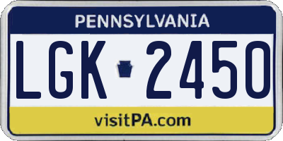 PA license plate LGK2450