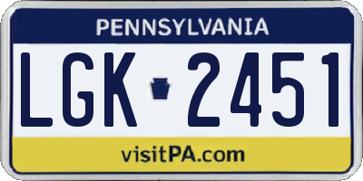 PA license plate LGK2451