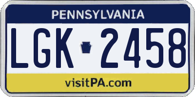 PA license plate LGK2458