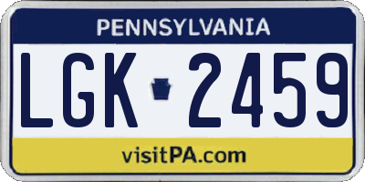 PA license plate LGK2459