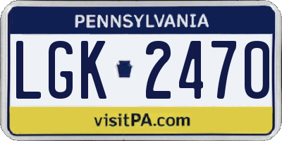 PA license plate LGK2470