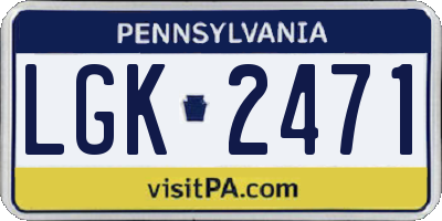 PA license plate LGK2471