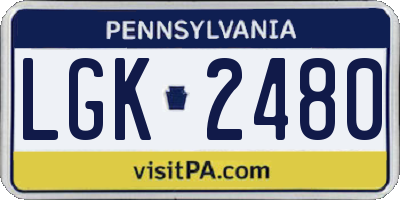 PA license plate LGK2480