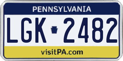 PA license plate LGK2482