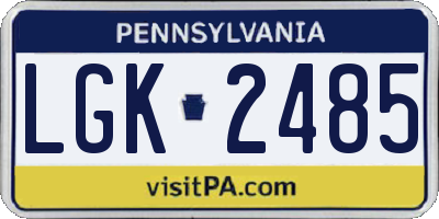 PA license plate LGK2485