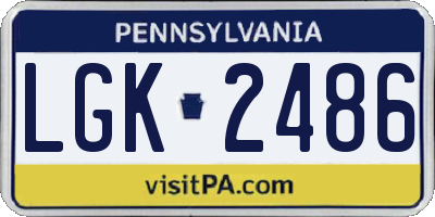 PA license plate LGK2486