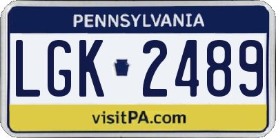 PA license plate LGK2489