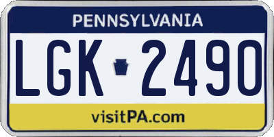 PA license plate LGK2490