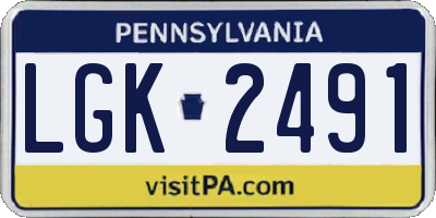 PA license plate LGK2491