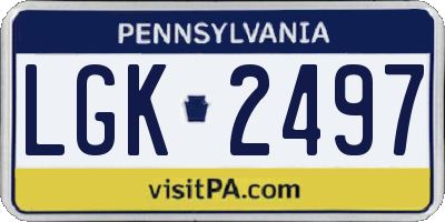 PA license plate LGK2497