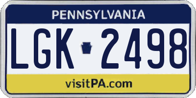 PA license plate LGK2498