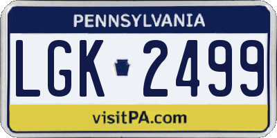 PA license plate LGK2499