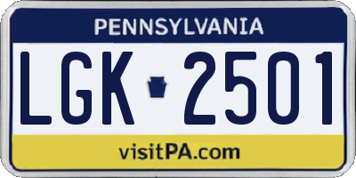 PA license plate LGK2501