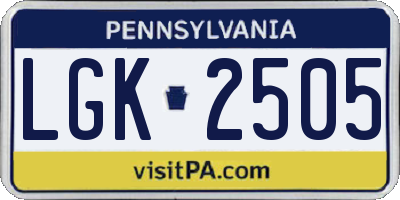 PA license plate LGK2505