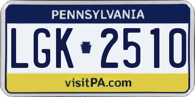 PA license plate LGK2510