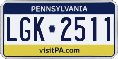 PA license plate LGK2511