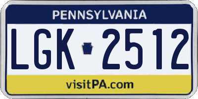 PA license plate LGK2512