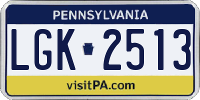 PA license plate LGK2513