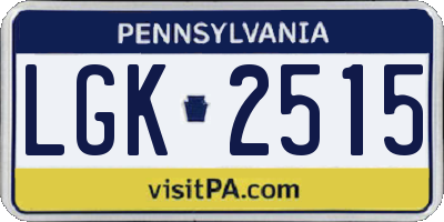 PA license plate LGK2515