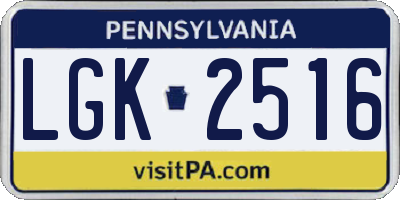 PA license plate LGK2516