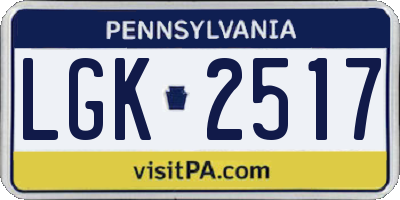 PA license plate LGK2517