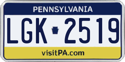 PA license plate LGK2519