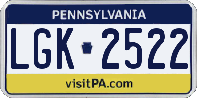 PA license plate LGK2522