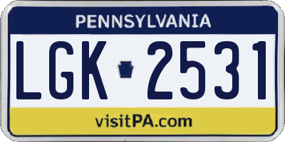 PA license plate LGK2531