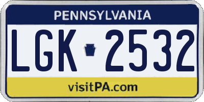 PA license plate LGK2532