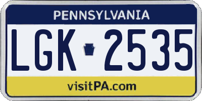 PA license plate LGK2535