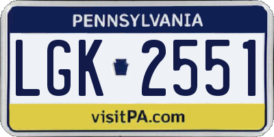 PA license plate LGK2551