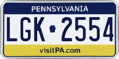 PA license plate LGK2554