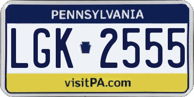 PA license plate LGK2555