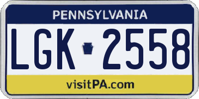 PA license plate LGK2558