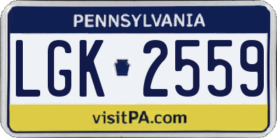 PA license plate LGK2559