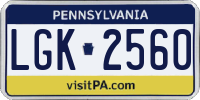 PA license plate LGK2560