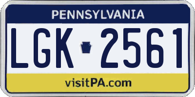 PA license plate LGK2561