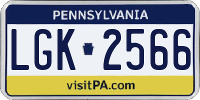 PA license plate LGK2566
