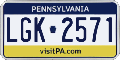 PA license plate LGK2571