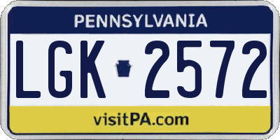 PA license plate LGK2572
