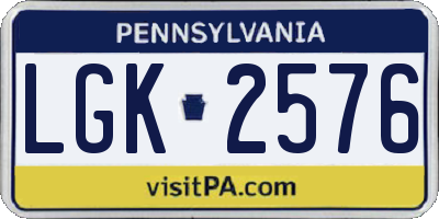PA license plate LGK2576