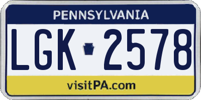 PA license plate LGK2578