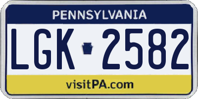PA license plate LGK2582