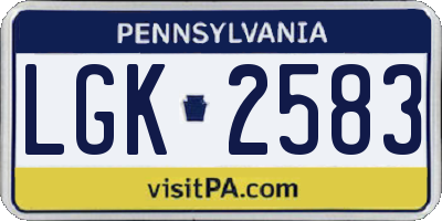 PA license plate LGK2583