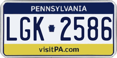 PA license plate LGK2586
