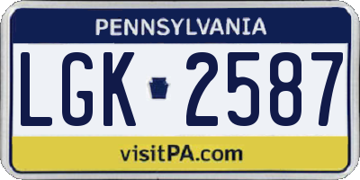 PA license plate LGK2587