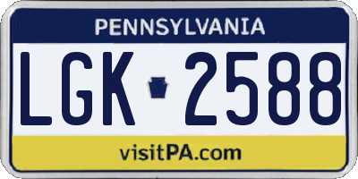 PA license plate LGK2588