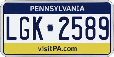 PA license plate LGK2589