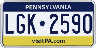 PA license plate LGK2590