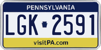 PA license plate LGK2591